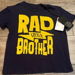 Navy and Yellow 'Rad Little Brother' Kids Tee